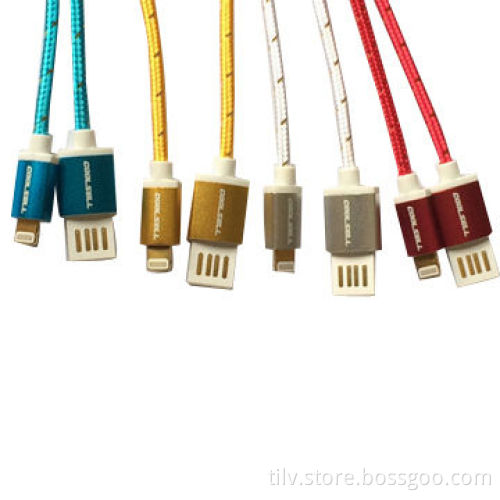 Metal Alloy Fabric Braid USB Charger Cord for iPhone 5/5S/5C